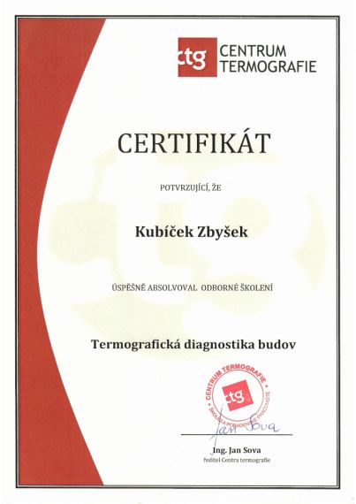 Certifikát termografie